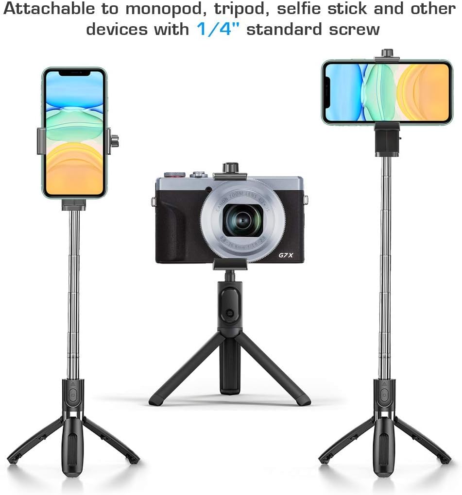 Cell Phone Tripod Mount Adpater with Ball Head, KDD Adjustable Phone Stand with Built-in Cold Shoe Cell Phone Clip Clamp Holder, Compatiable iPhone14