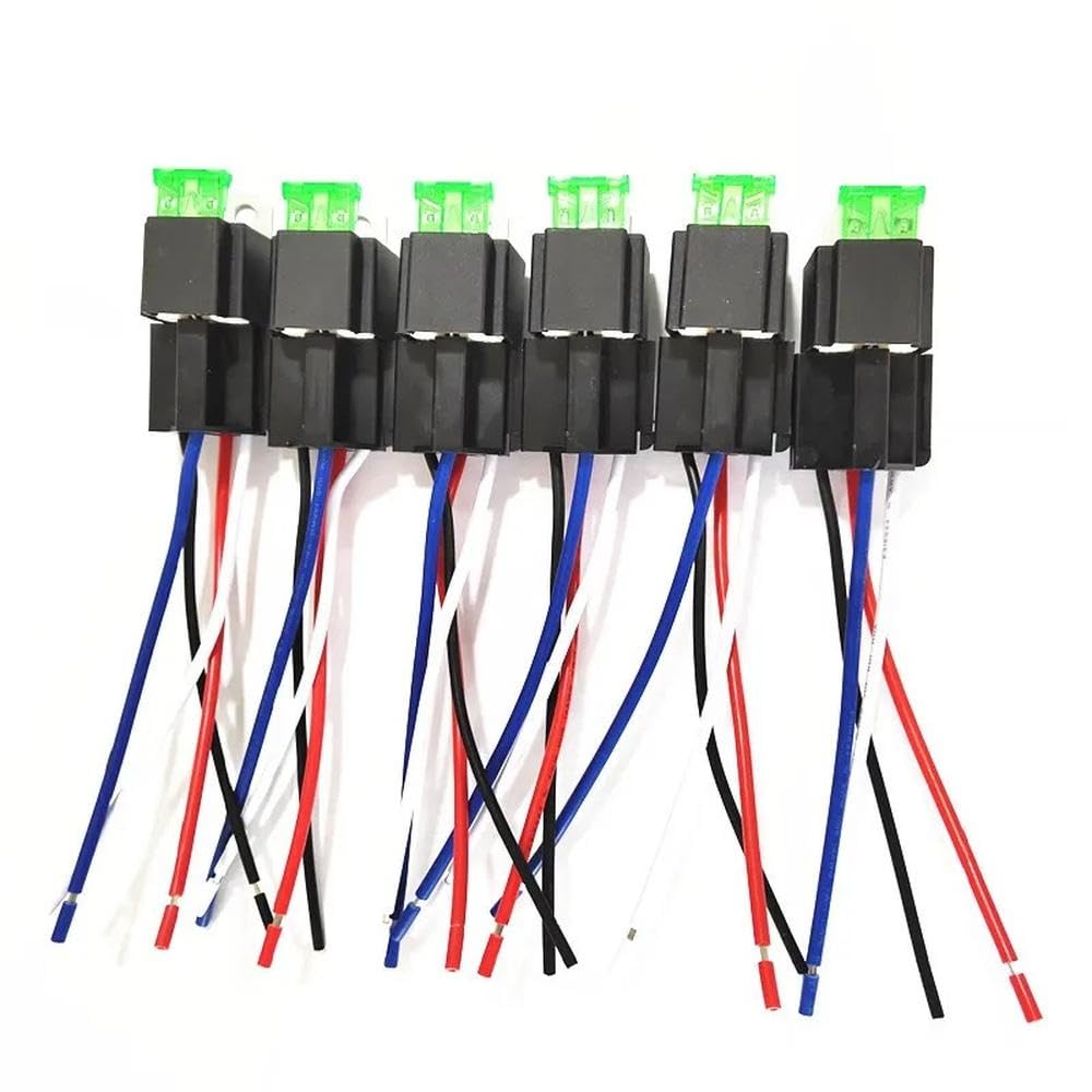 autopartes Relé De Coche De 6 Uds 12V/24V 30A 4 Pines 5 Pines Con Placa De Seguridad Relé De Dispositivos De Control Automotriz(6Pcs 24V 5Pin)