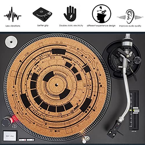 Tazstudio Premium Slipmat - Cork Turntable Mat [4Mm Thick] For Better Sound Support On Vinyl Lp Record Player - Cork Mat Original Geometric Design Psychedelic Geometric Analog Art #TOP7