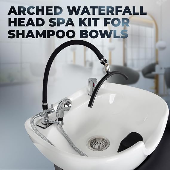 Buy-Rite Arched Waterfall Head Spa Kit with Sprayer for Shampoo Bowls