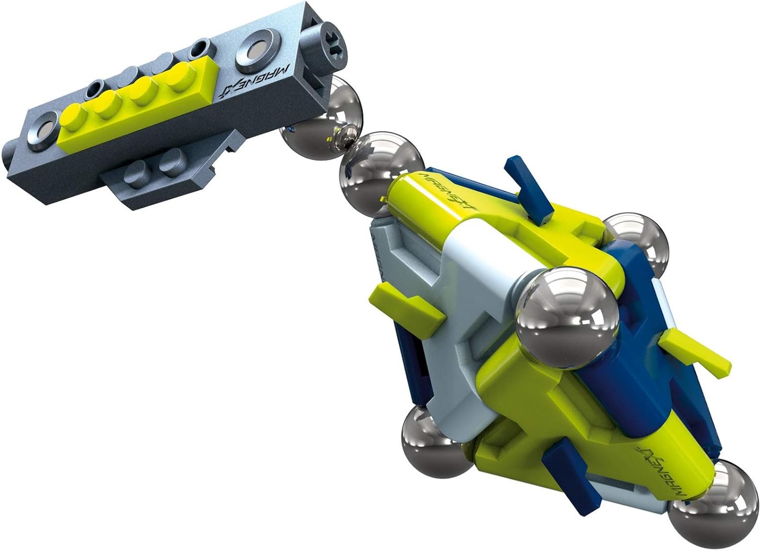 Close-up of Mega Construx Magnext Mag-Star components connecting magnetically.