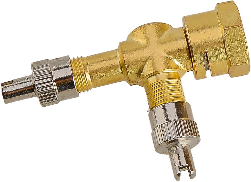 3-Way Valve Stem Port TPMS Tee Adapter Tire Pressure Gauge Connector for Motorcycle Car 2Pcs