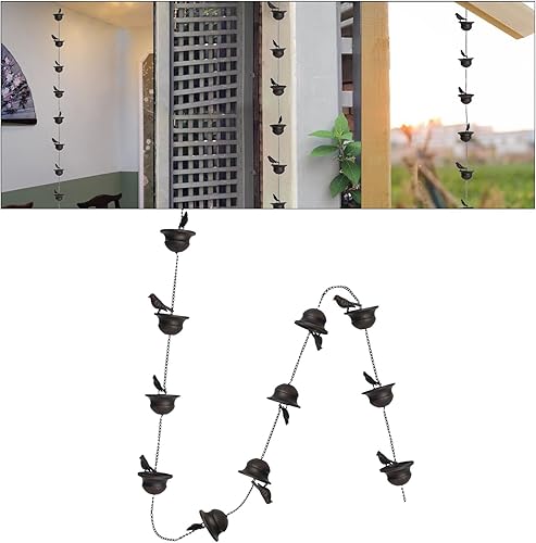 Miniatura 7 de KLKCMS Cadenas de lluvia de pájaros para canaletas de repuesto, copas de vertido, copas decorativas para colector de lluvia, cadena de lluvia de
