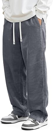 JMIERR Mens Corduroy Pants Wide Leg Baggy Sweatpants | Loose Fit Joggers, Elastic Waist Drawstring, Casual Sweatpants, Vintage Pants, Fall Winter Fashion, Streetwear