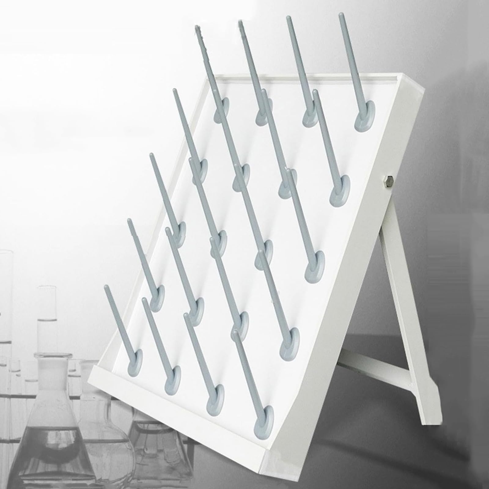 CHANGLKJ Lab Glassware Bottle Drying Rack, Lab Drying Draining Rack with Detachable Pegs, Sturdy Premium PP Material and Stable Base, for Research Room, Test Tube, Rack Beaker, Bottles Glassware