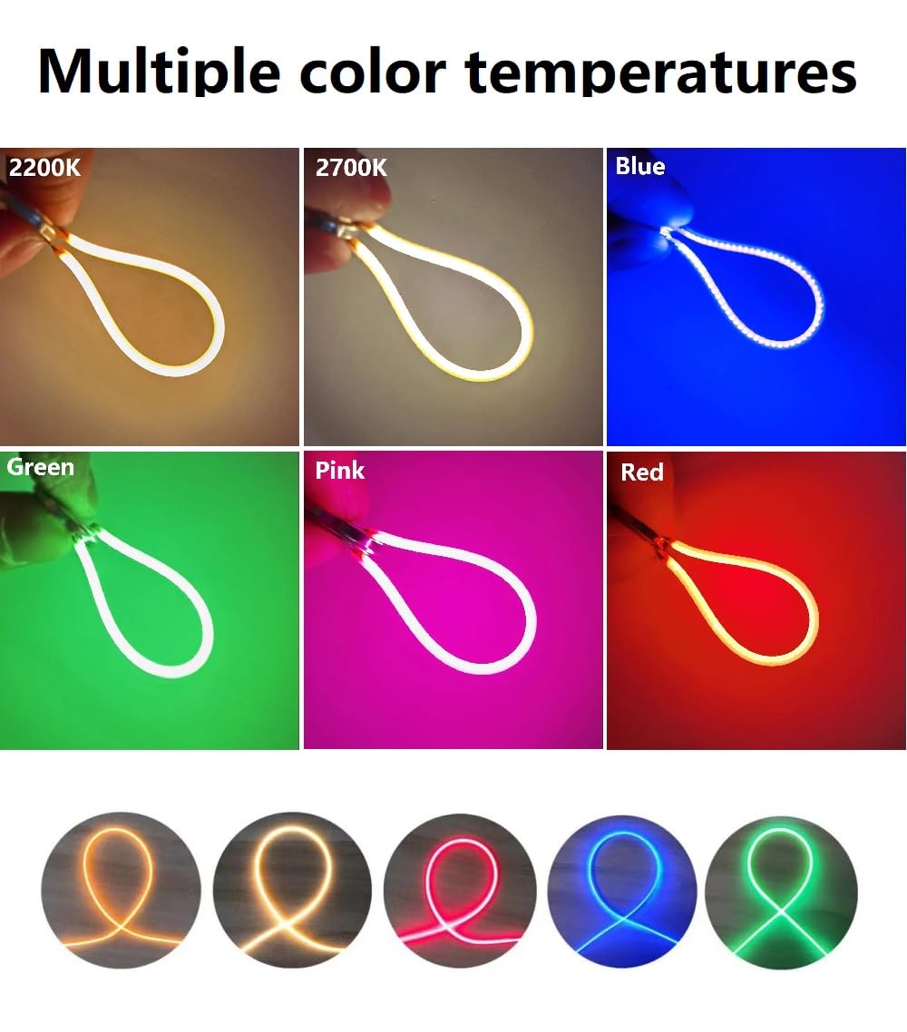 LEDLOCLB Flexible Led Filament 6Pcs Led 3V 185Mm 145Mm 95Mm 60Mm Blue Red Green Edison Bulb Parts Bendable Led Flexible Filament Accessories Light Source Accessories,Red,60Mm - 6 Pieces