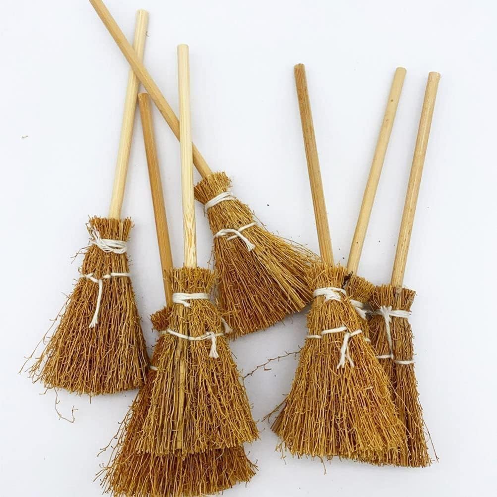 10Pcs Witch Broomstick Set, Miniature Broom Props, Fairy Decoration, Cinnamon Broom, Sweeping Tools, Angle Brooms