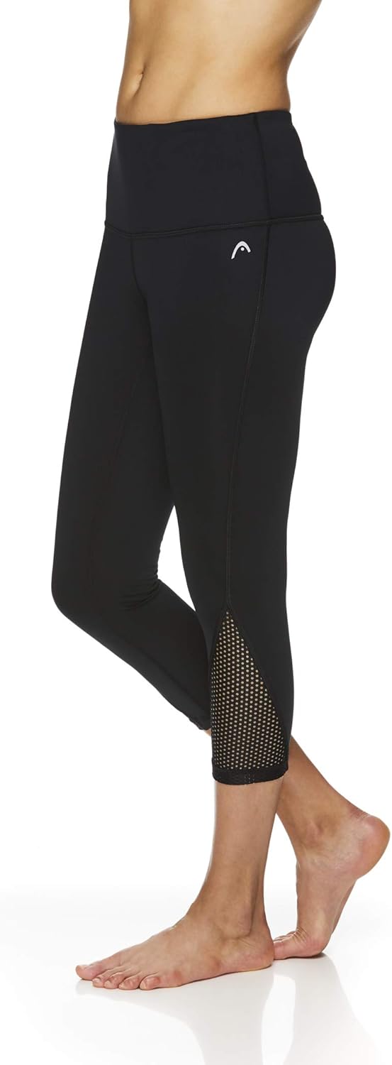 HEAD Women's High Waisted Capri Workout Leggings - Crop Activewear Gym & Running Pants: Clothing