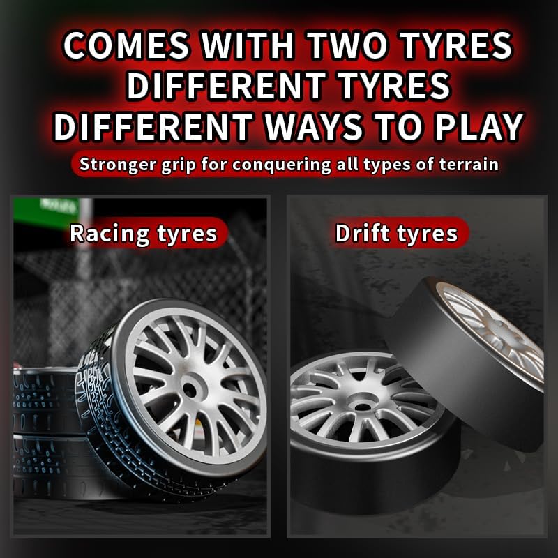 Miniatura 6 de Auto de control remoto para niños y niñas, auto de deriva RC 120 4WD con luces LED, 20 KPH de alta velocidad proporcional acelerador de carreras