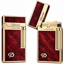Lot de 2 Briquets à Gaz de Luxe Rouge & Or – Flamme Souple Rechargeables – Allumage à Pierre – Design Élégant Métal – Idéal Cadeau Homme – Gaz Non Inclus