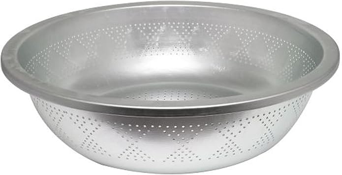 TrueCraftware 22 Qt. Aluminum Colander with Tapered Edge 15-3/4" x 1-1/2" Large Commercial Pasta Strainer Vegetable Washer Kitchen Sieve for Spaghetti Noodles Fruits Vegetables
