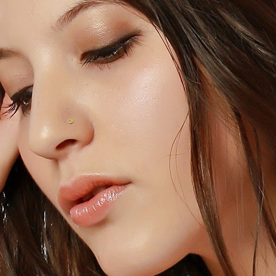 CANDERE - A KALYAN JEWELLERS COMPANY Yellow Gold 18K (750) BIS Hallmark Single Stone SI IJ Diamond Nosepin for Women - Image 6