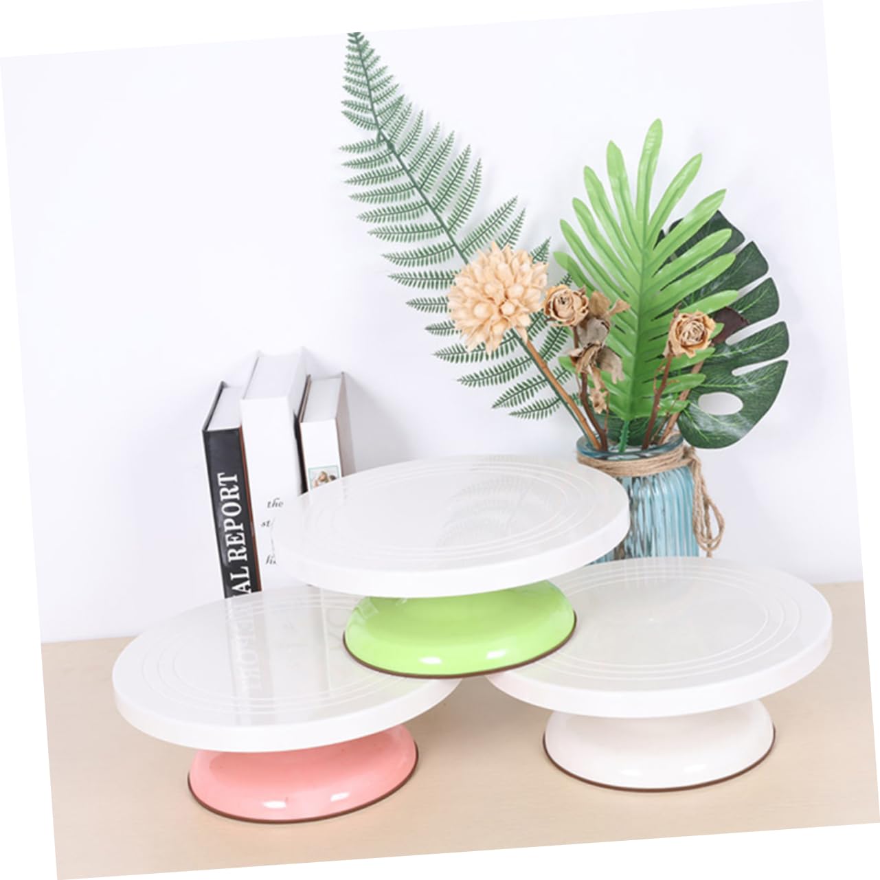 GLEAVI Plato Giratorio para Tartas Redondo Rosa, Suministros para Hornear, Material Duradero, Rotación 360 Grados, Adecuado para Decoración de Pasteles en Hogar y Repostería