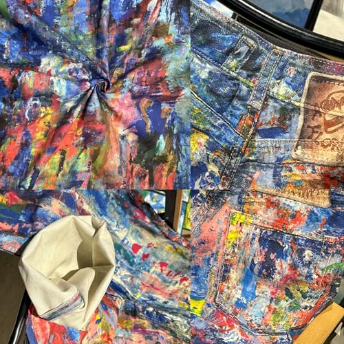 Women's Tie Dye Print Splash Jeans High Waisted Wide Leg Baggy Vintage Denim Pants with Pockets4