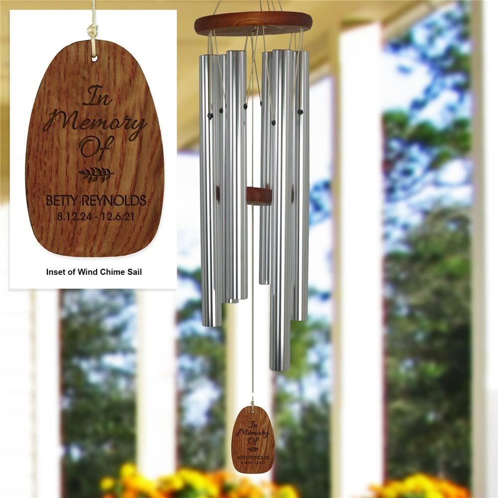 GiftsForYouNow in Loving Memory Engraved Personalized 25 Inch Wind Chime - Aluminum Tube, Personalized Memorial Wind Chime