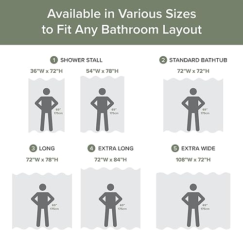 Miniatura 6 de Madison Park - Cortina de ducha, punto gofre, cortina de ducha de tela con control de humedad Scotchgard 3M, 72 x 72 pulgadas, verde salvia