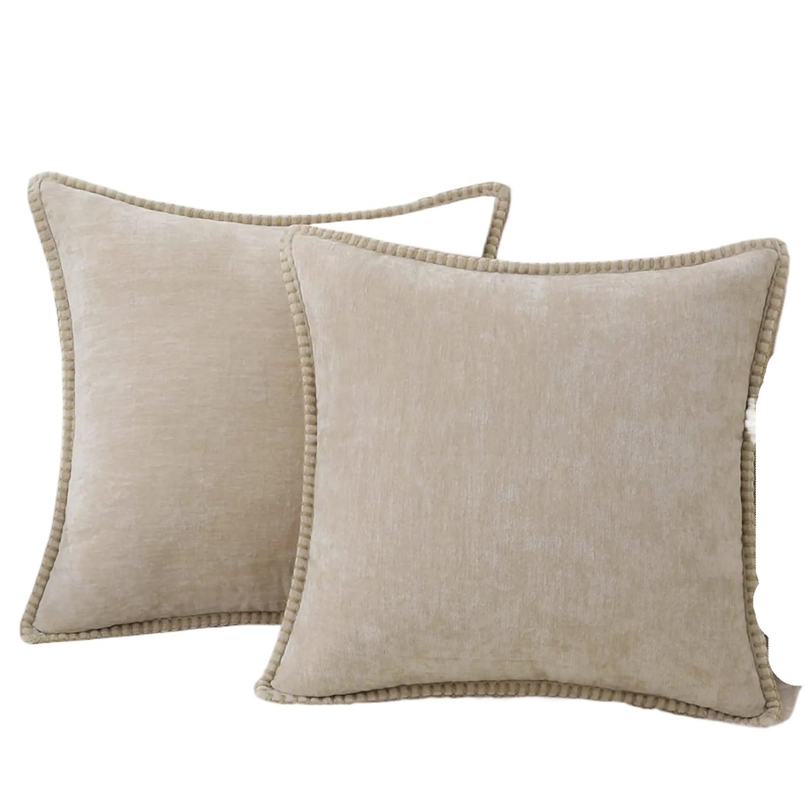 Fundas de Almohada de Pana, Funda de cojín Decorativa for sofá, hogar, Coche, Oficina, Hotel, 2 uds.(Beige,26X26inch(66x66cm))