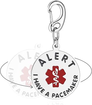 Divoti I Have A Pacemaker Bag Tag - Pre-Engraved Polished Stainless Steel & Dual-Sided - Clear Bold Lettering - Stylish, Durable & Rustproof, Emergency Medical Alert ID Tag with Quick Clip 1.25"
