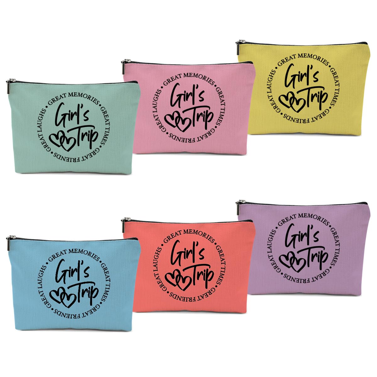6 Pcs Girls Trip Gifts Favors, Girls Weekend Gifts Makeup Bag, Bestie Gifts Weekend Bag Travel Gifts Vacation Cosmetic Bag, Friendship Gifts for Women