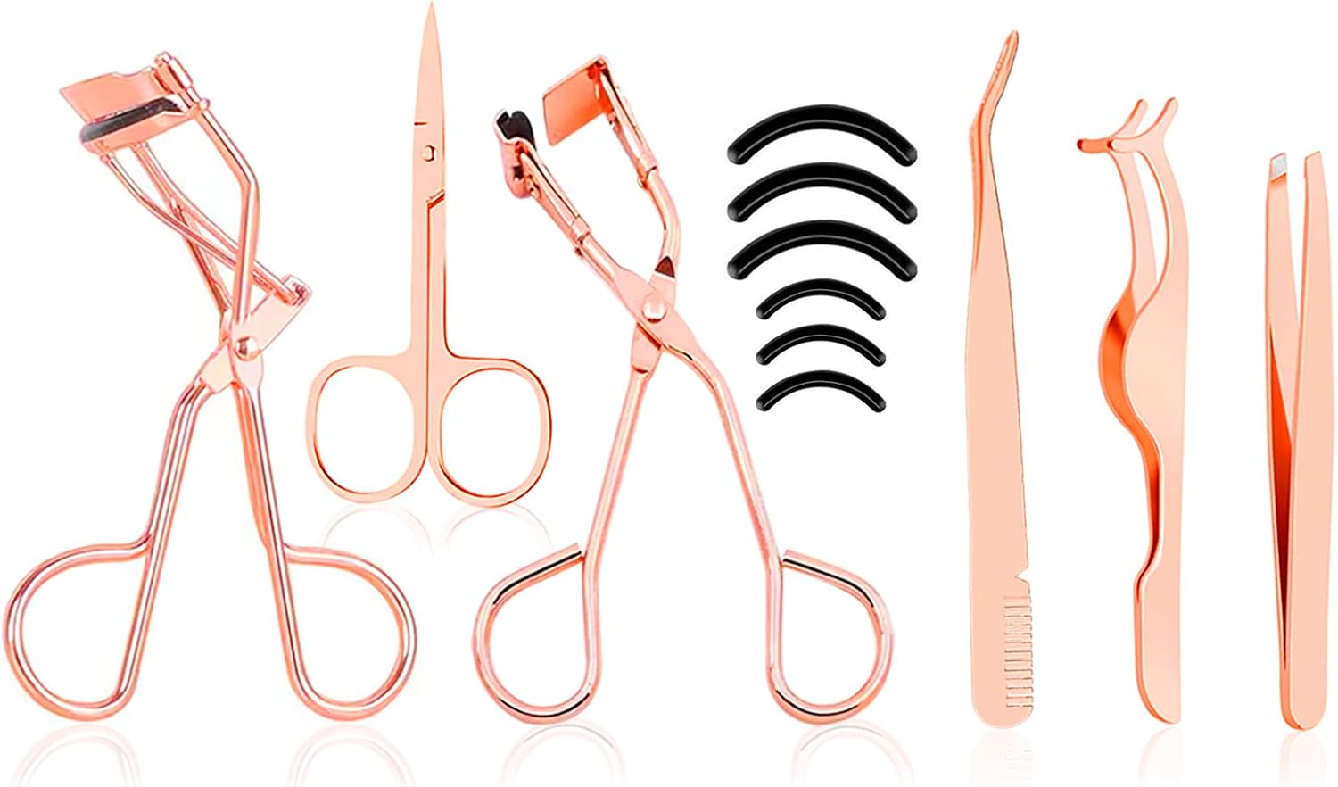 12pcs Eyelash Curler Kit, lash Curler Replacement Pads Rose Gold Eyebrow Curler & Scissors Eyelash Applicator Tool