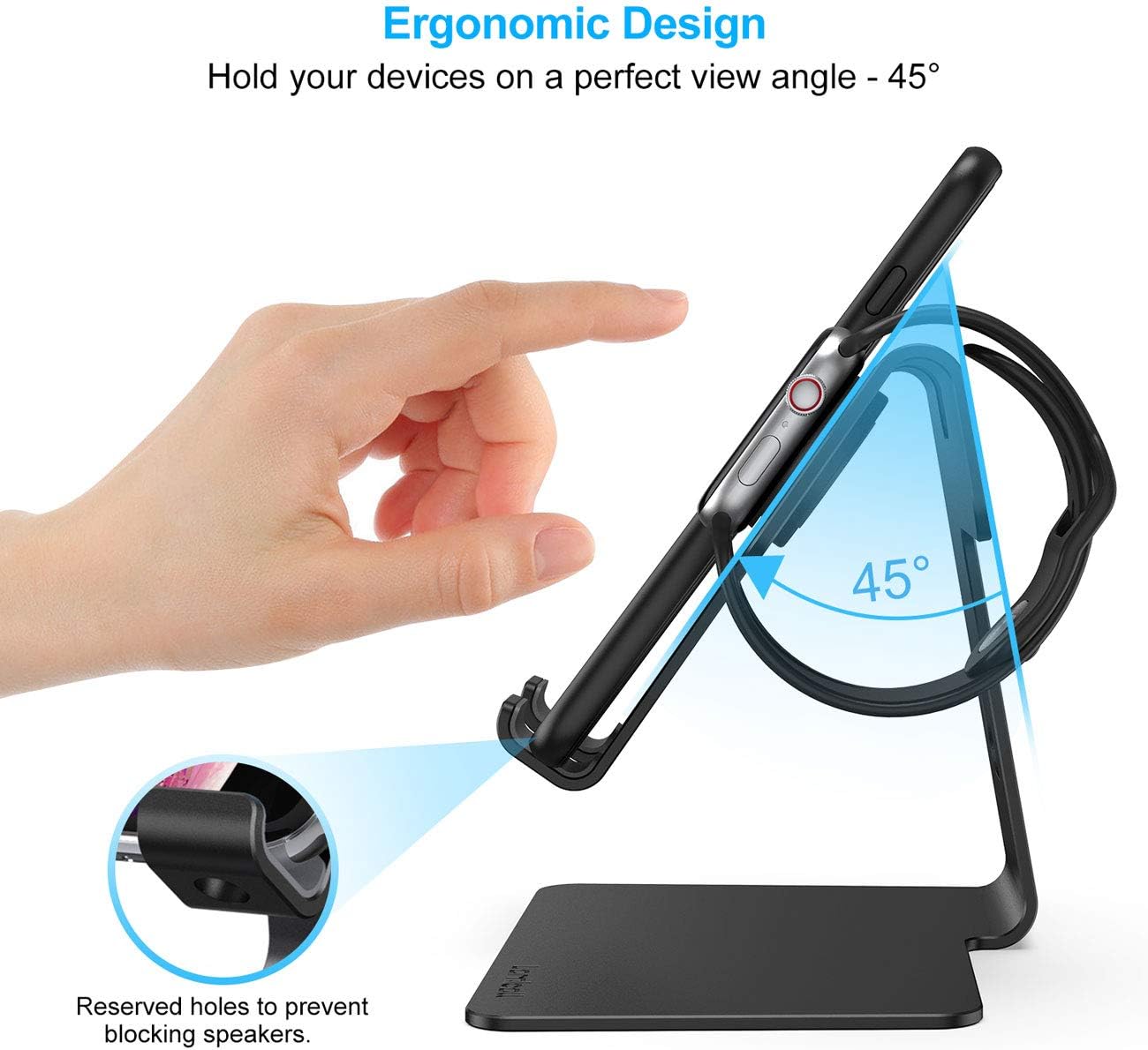 Stand for Apple Watch Phone Holder 2 in 1 - Universal Desktop Stand Holder for Phone and Apple Watch Series 5/4/3/2/1