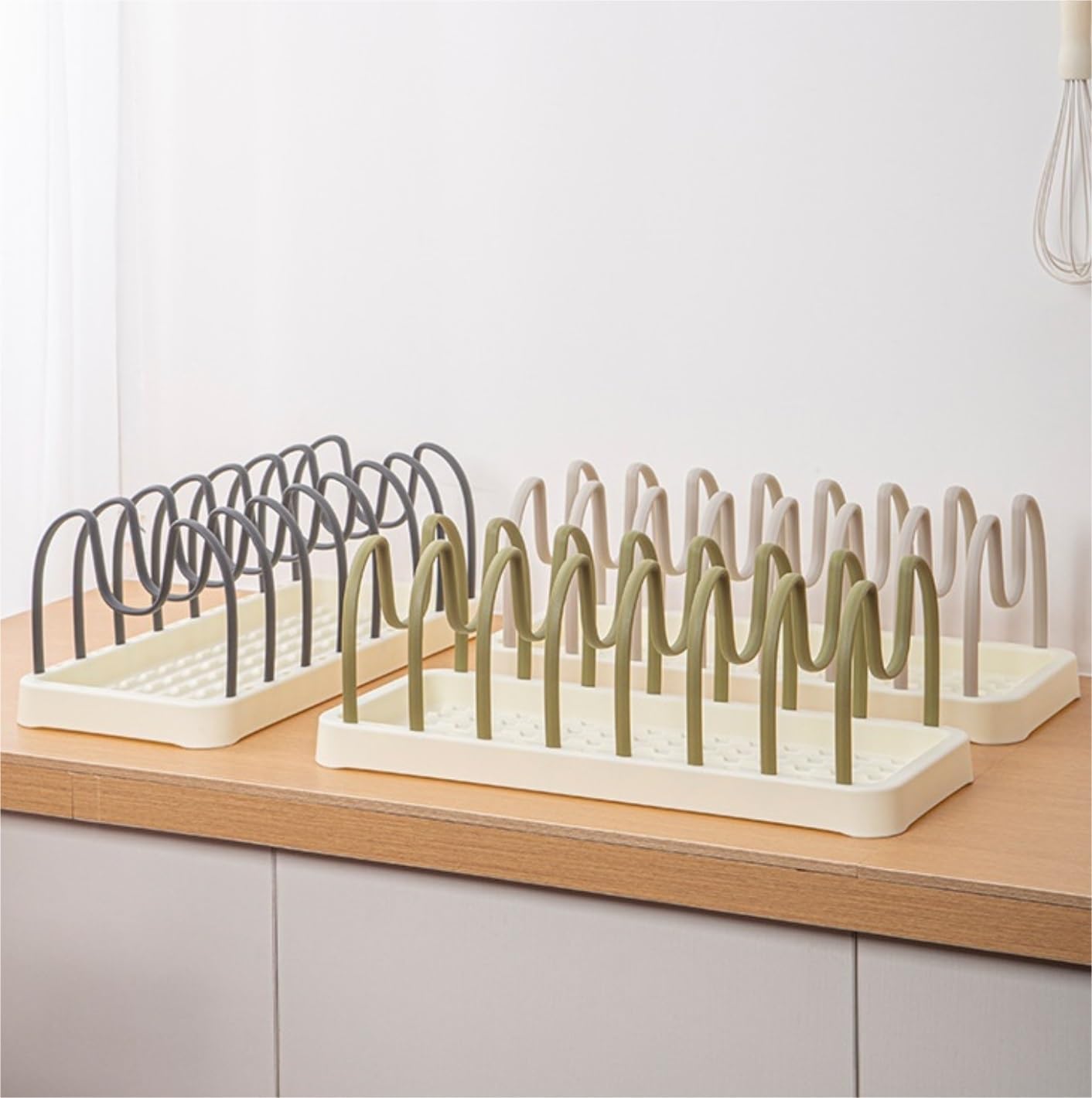 Dish Drying Rack Tableware Holder Plastic Drain Rack Pot Dish Bowl Cup Display Holder Storage Shelf Kitchen Organizer Drying Rack Kitchen(Green)
