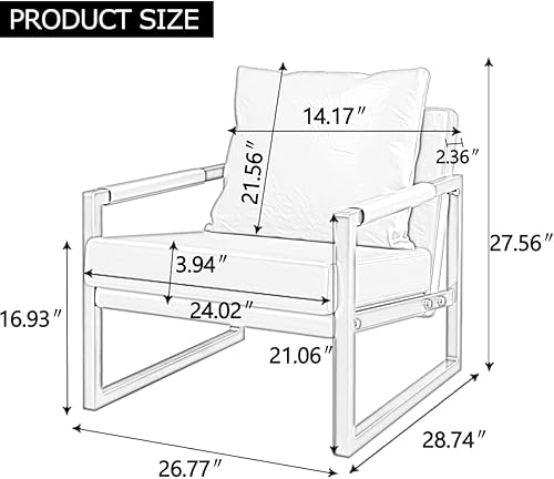 Miniatura 2 de HoRunzelin Juego de 2 sillas decorativas de piel sintética, sillón con marco de metal, respaldo acolchado extra grueso y cojín de asiento para sala