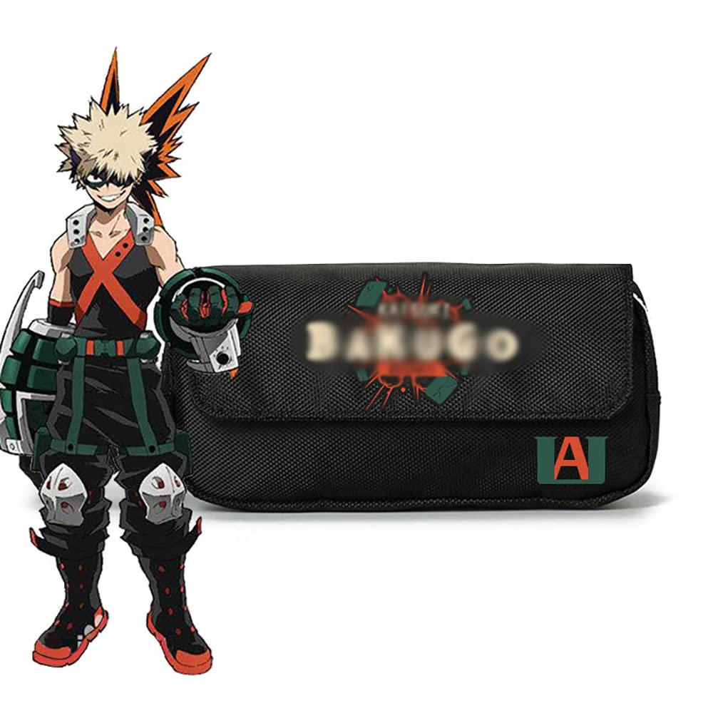 Pencil Case for My Hero Academia Bakugō Katsuki, Student Large-Capacity Anime Peripheral Flip Pen Case Cosmetic Bag Zipper Cosplay Bag