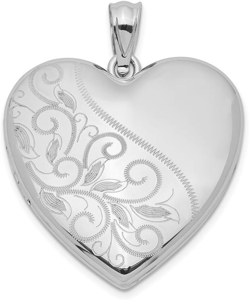 JewelryWeb 925 Sterling Silver Polished Holds 4 photos 24mm Scrolled Love Heart Family Locket Locket Necklace for Women