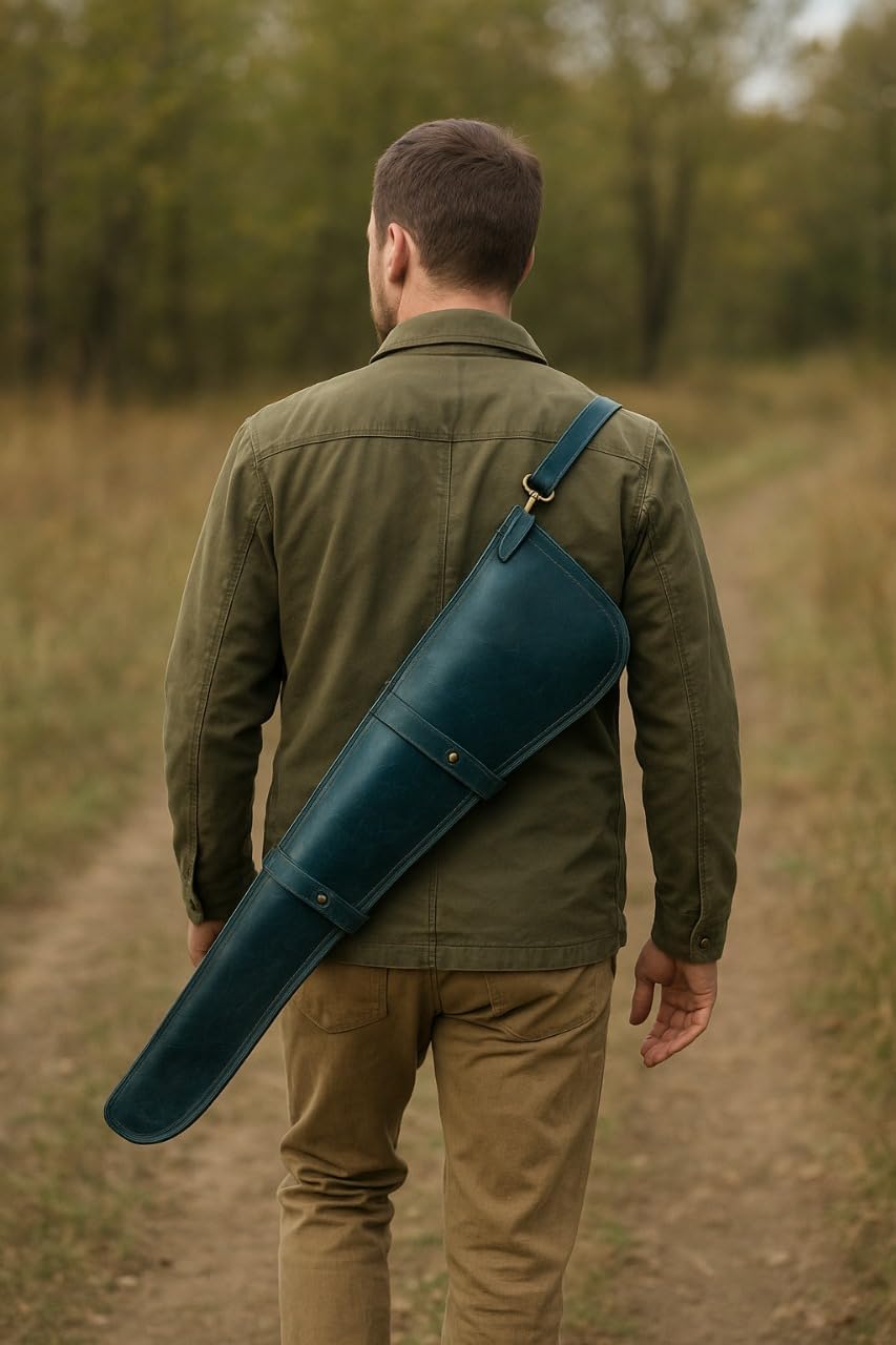 HEAVEN HUSH Leather Rifle Case Cover with Adjustable Shoulder Strap Durable Gun Carry Bag Padded Rifle Sleeve with Secure Buckle Closure for Travel & Outdoor Use