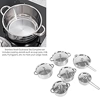 Vista 5 de Yosoo Stainless Steel Cookware Set, Nonstick Saucepan Sauce Pot Professional Cooking Pan with Lid, Induction Kitchen Cooking Set