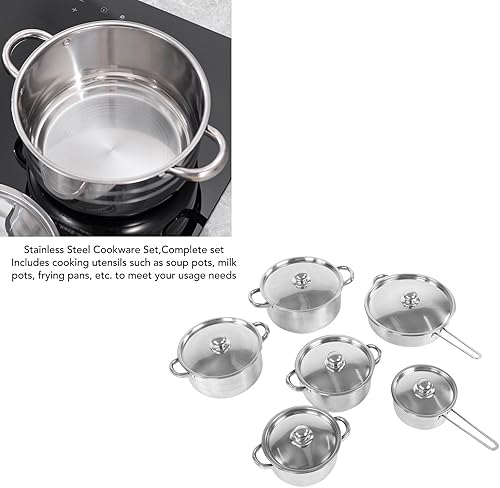 Miniatura 6 de Aramox Stainless Steel Cookware Set, Induction Kitchen Pots and Pans Set with Lid for Boiling, Frying & Cooking