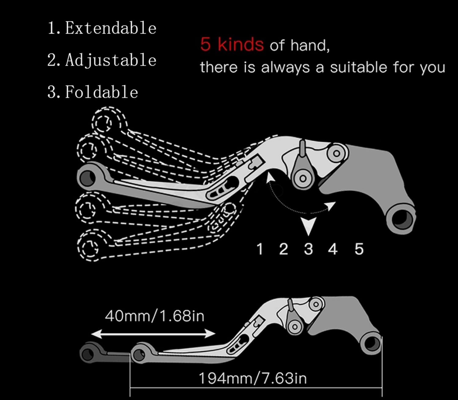 Motorcycle Adjuster Brake Clutch Lever for VTR1000F for Firestorm VTR 1000 F VTR 1000F 1998 2002 2003 2004 2005 (Color : VTR100OF FIR 98-22)