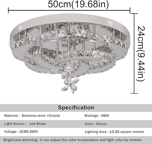 Miniatura 5 de Moderno candelabro de cristal LED, lámpara de techo de montaje empotrado, lámpara colgante con control remoto para sala de estar, comedor,