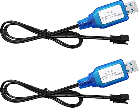 3.7V 1500mA Lipo Battery Charger - SM-2P Cable RC Toy Remote Control Car Vehicle Rechargeable Li-ion Batteries Chargers USB for Bunch Bubble Gun Stunt Truck Boat 2 Pack