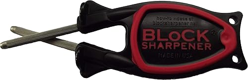 Miniatura 9 de Negro con agarre antideslizante rojo Afilador de cuchillos de bloque, hecho para afilar y afilar las cuchillas de nuevo a sus bordes de corte