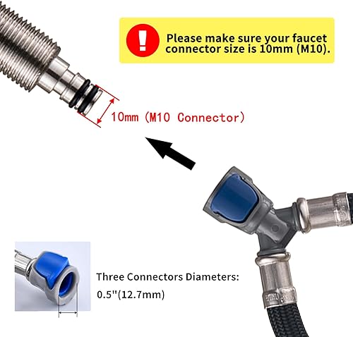 Miniatura 4 de Reemplazo de manguera de grifo de conexión rápida, línea mezcladora de agua caliente y fría para grifo generalizado con bloqueo rápido a presión,