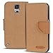 Produktbild Verco Galaxy S5 Hülle, Schutzhülle für Samsung Galaxy S5 Neo Tasche Denim Textil Book Case Flip Case - Klapphülle Braun