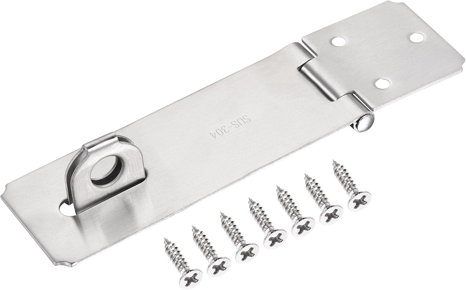 Padlock Hasp,Door Latch Hasp, 5 Inch Stainless Steel Thick Door Latch Hasp Lock Heavy Padlock Clasp with Screws for Cabinet Closet Gate, Silver