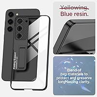 Vista 4 de Miimall Funda delgada para Samsung Galaxy S24 con soporte, protector completo elevado para cámara de policarbonato duro, transparente, antiarañazos