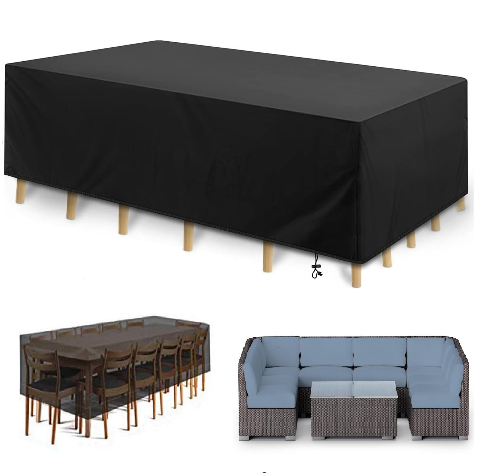 Covers for Outside Garden Furniture/Outdoor Funiture Covers 145x60x75cm /LxWxH Garden Sofa Covers/Patio Furniture Covers Rattan Covers Waterproof Windproof AntiUV for Outdoor Table Chair Sofa-Black