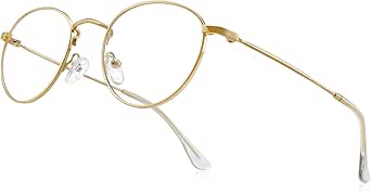Small Metal Round Reading Glasses for Women Men Classic Vintage Retro Shades Blue Light Blocking Computer Readers