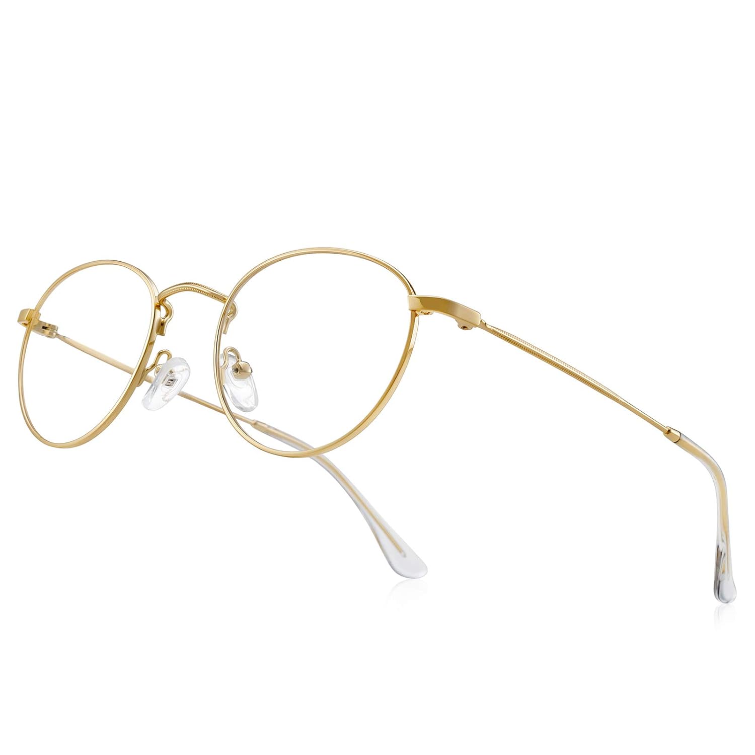 RB Pilot Small Metal Round Reading Glasses for Women Men Classic Vintage Retro Shades Blue Light Blocking Computer