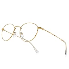 RB Pilot Small Metal Round Reading Glasses for Women Men Classic Vintage Retro Shades Blue Light Blocking Computer