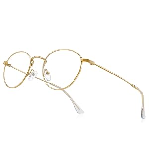 RB Pilot Small Metal Round Reading Glasses for Women Men Classic Vintage Retro Shades Blue Light Blocking Computer