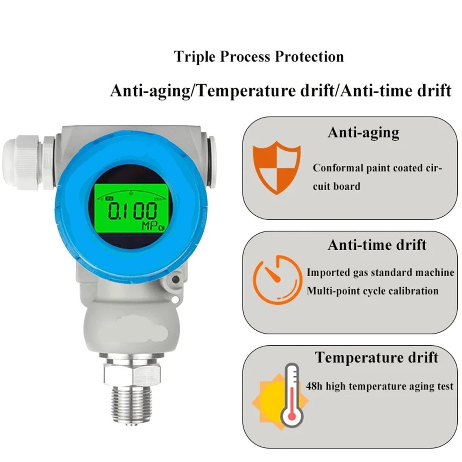 2088 Waterproof Pressure Transmitter 0-60Mpa M20*1.5 Explosion-Proof Pressure Sensor Transducer 4-20mA 0-10V RS485 Sensor(Output 1-5V,0-25Mpa)