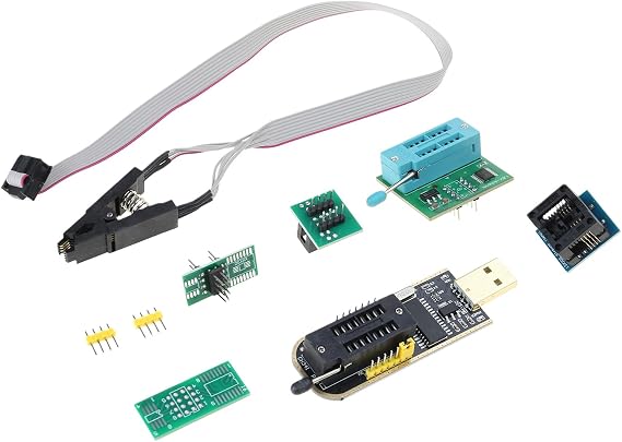 CH341A USB Programmer Set for Flashing BIOS with SOIC8 Test Clip and SOP8 SOIC8 to DIP8 Adapter Socket Convert Memory Programmer