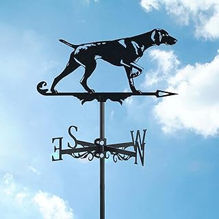 ZNEL Metal Weathervane with Animal Dog & Puppy Ornament, Weather Vane Direction Indicator Measuring Tool Garden Yard Roof Mount, Wind Vane Weathercock Easy to Assemble,German Shorthaired Pointer