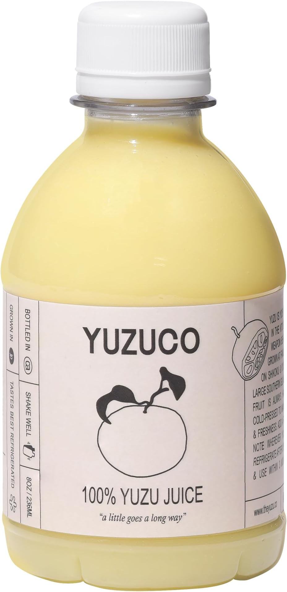 YUZUCO 100% Yuzu Juice - 8oz (236ml) - Premium Japanese Yuzu - Loved by Star Chefs and Mixologists - Never Heat-Treated for Maximum Flavor and Aroma - Bottled in California