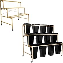 High Capacity Plant Stand with 12 Deep Buckets and 350LB Load Rating, All-Weather Metal Flower Cart with Reinforced Frame, Perfect for Nursery and Outdoor Commercial Use